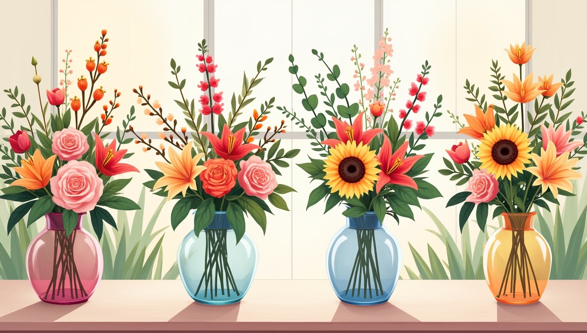 Fresh seasonal blooms in a vase